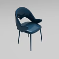 Modern Navy Blue Dining Chair With Armrest Sleek Design And Slender Legs