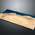 Beautiful Natural Landscape with Blue Ocean and Brown Mountain Ranges Under Clear Sky