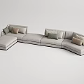 Modern Light Gray Sectional Sofa With L Shaped Design And Multiple Accent Pillows