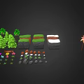 Cartoon Scene With Colorful Trees Flowers Green Grass And Snowy Terrain Blocks