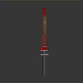 Red And Yellow Crane Model With Long Boom On Gray Background 3d model