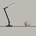 Modern Table Lamp With Adjustable Arm Black Frame Long LED Light And White Textured Vase