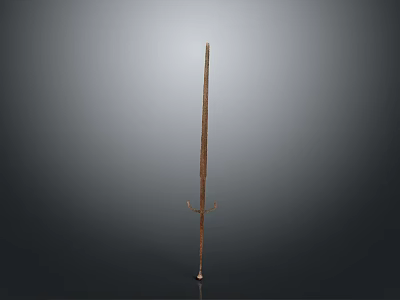 Ancient Metal Sword Weapon With Long Blade And Decorative Hilt Design 3d model