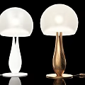 Two Modern Table Lamps With Spherical Lampshade White And Copper Base Warm Light 3d model