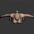 3D Female Character Model With Brown Bikini Top Shorts And Straps Design