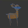 Wooden Deer Figurine With Simple Design And 3D Model Structure