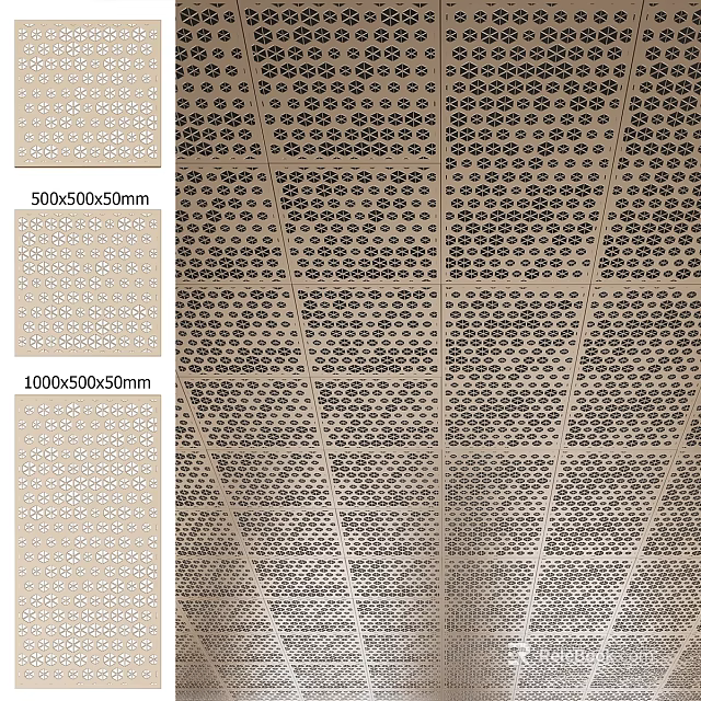 Geometric Perforated Wall Decor Panels With Modern Design And Various Sizes 3d model 