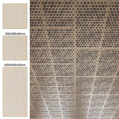 Geometric Perforated Wall Decor Panels With Modern Design And Various Sizes 3d model