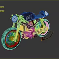 Custom Retro Black Motorcycle With Yellow Accents Round Headlights Exposed Engine 3d model
