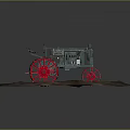 Vintage Blue Tractor Model With Red Wheels On Circular Rock Platform 3d model