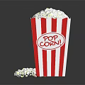 Corn Plant Popcorn in Red White Striped Box with Scattered Kernels 3d model