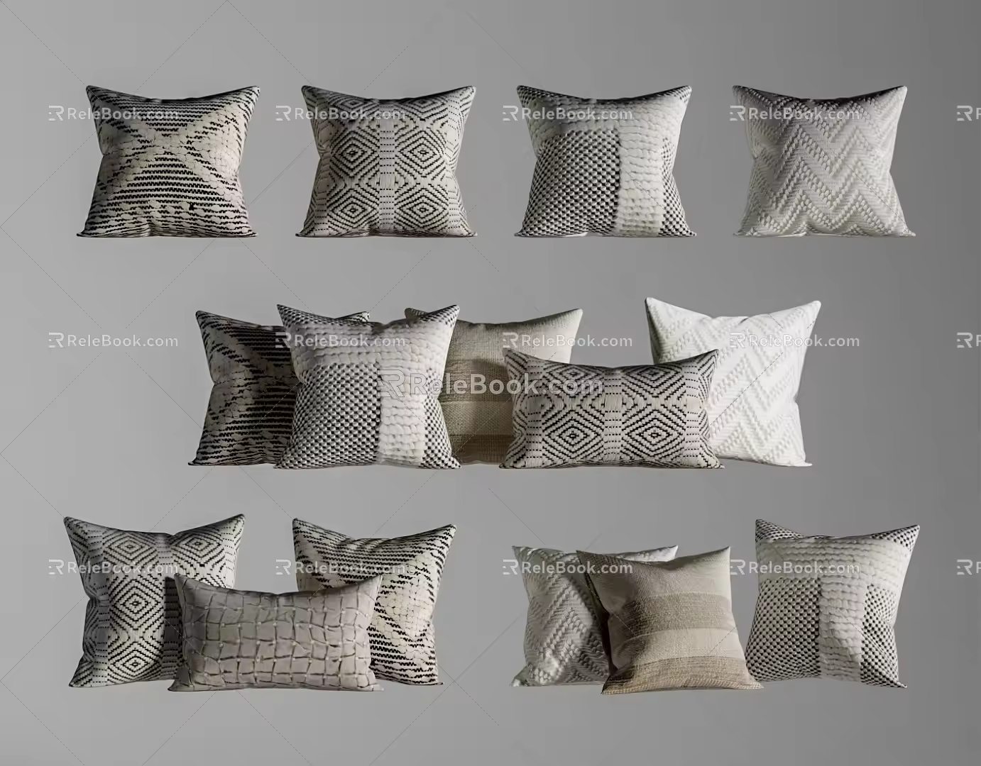 Modern Pillow Square Pillow Sofa Pillow Fabric Pillow Pattern Pillow 3d model