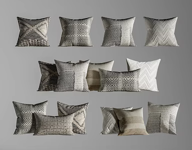 Modern Pillow Square Pillow Sofa Pillow Fabric Pillow Pattern Pillow 3d model