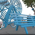 Top Outdoor Photo Check In Spot With Blue Circular Bar Decorative Tree Balloons And Desserts