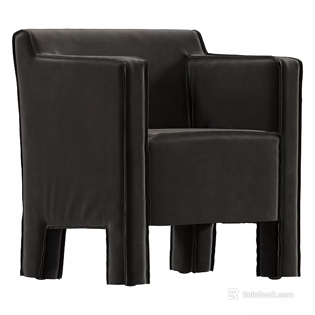 Sleek Black Modern Stool With Comfortable Seat And Durable Design Elements 3d model 