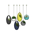 Modern hanging basket potted plant pendant wall decoration 3d model