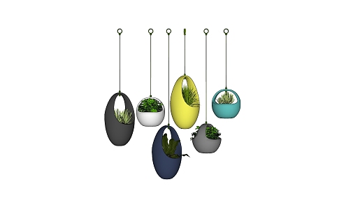 Modern hanging basket potted plant pendant wall decoration 3d model