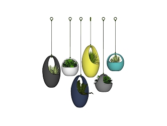 Modern hanging basket potted plant pendant wall decoration 3d model