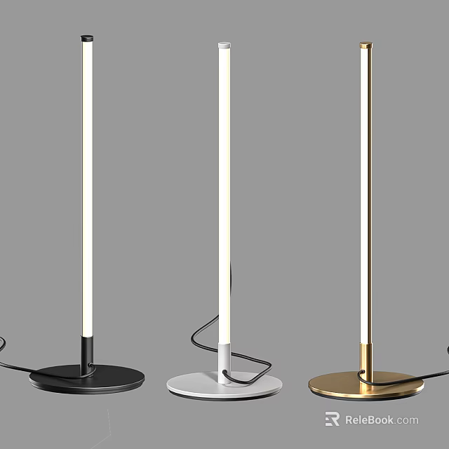 Modern Minimalist Floor Lamps in Black White Gold with Sleek Pole and Base Design 3d model 