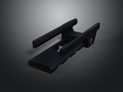 Black Metal Mechanical Component With Parallel Bars Holes And Fastening Screw 3d model