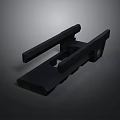 Black Metal Mechanical Component With Parallel Bars Holes And Fastening Screw