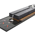 Modern Water Fountain with Black Stone Cascade and Koi Fish in Pool with LED Lights