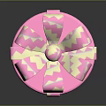 Pink Blue Striped Gift Box with Heart Star Circle Patterns and Ribbon Bow