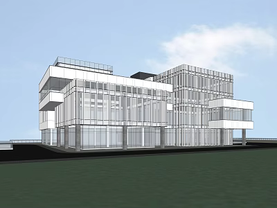 Modern Office Building With Glass Curtain Wall Multiple Floors And Sleek Contemporary Design 3d model