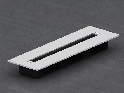 Modern Conference Room Tabletop Panel With White Surface Black Base And Cable Opening 3d model