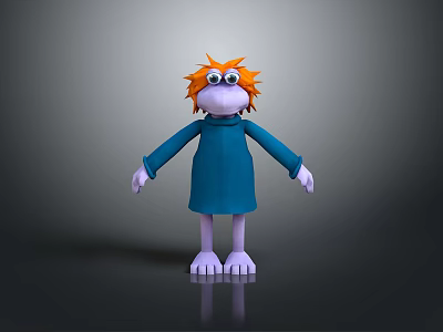 Cartoon Style Little Monster Little Monster Cartoon Characters Hair Eyes Long Sleeve Clothes Foot Cartoon Characters Game Characters Game Characters 3d model