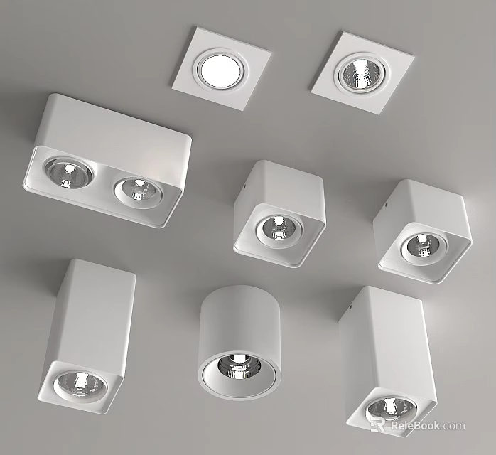 Modern Ceiling Mounted White Downlights and Spotlights for Bright Home Lighting 3d model