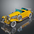 Vintage Yellow Convertible Car With Chrome Accents Whitewall Tires And Retro Design