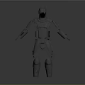 Futuristic Mechanical Armor Suit With Gray Metallic Design And Protective Gear