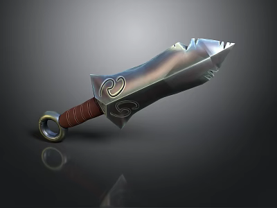 Fantasy Style Weapon With Metal Blade Brown Handle And Sharp Edges 3d model
