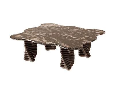 Unique Irregular Marble Coffee Table With Stacked Wavy Legs For Luxury Modern Living Room 3d model