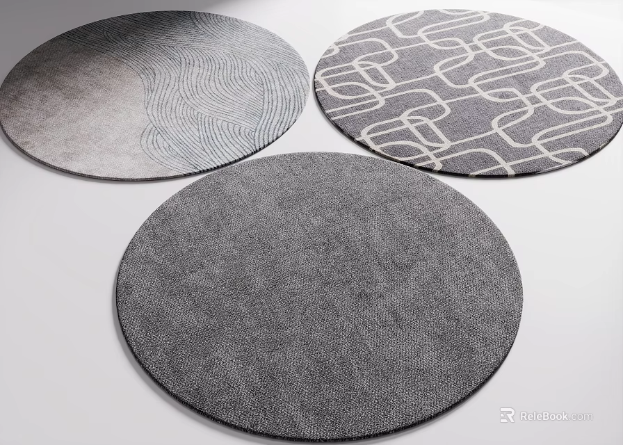 Stylish Round Rugs With Unique Textures And Patterns 3d model 