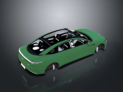 Green Sedan Car With Panoramic Sunroof And Modern Sleek Exterior Design 3d model