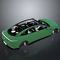 Green Sedan Car With Panoramic Sunroof And Modern Sleek Exterior Design