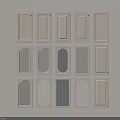 Assorted Light Colored Door Panels With Different Shapes And Glass Insert Designs 3d model