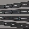 Modern Black Switch Panels With Round Sockets And LED Indicator Lights Neatly Arranged