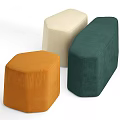 Modern Velvet Ottoman Stools In Orange And Green For Living Room Decor