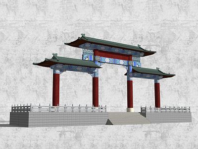 Chinese style archway gate landscape entrance model