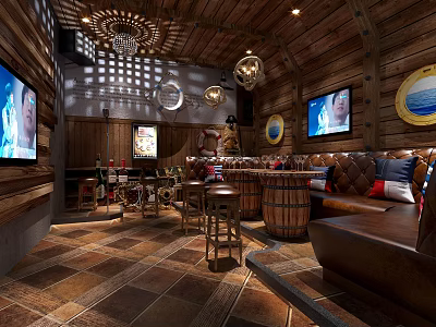 Industrial LOFT KTV Pirate Ship Theme Room 3d model Industrial LOFT KTV Pirate Ship Theme Room 3d model