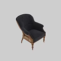 Classic Navy Blue Single Sofa With Plush Fabric And Wooden Legs