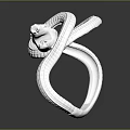 White Coiled Snake 3D Printed Model Featuring Small Animal Head Sculpture Design 3d model