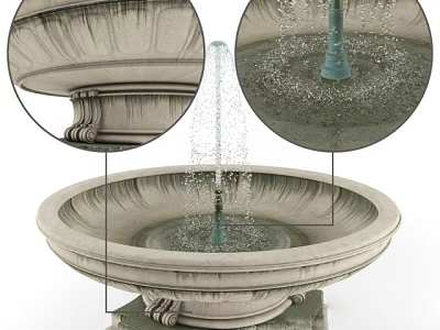 Ornate Garden Ornament Stone Fountain With Decorative Base And Water Spray 3d model