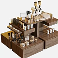 Wooden Multi tiered Display Stand With Coffee Ornaments Various Items Combination 3d model