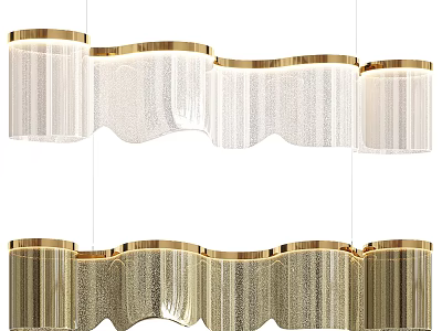 Modern Luxury Wavy Chandelier With Gold Trim And Transparent Shade Design 3d model