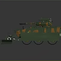 Military Armored Vehicle with Camouflage Paint Turret Protective Cage and Bulldozer Blade