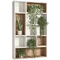 Indoor Living Plant Wall With Grid Shelves And Green Plants